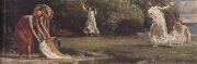 Sir Edward john poynter,bt.,P.R.A Atalanta's Race'and Nausicaa and her Maidens playing at Ball (mk37) oil on canvas
